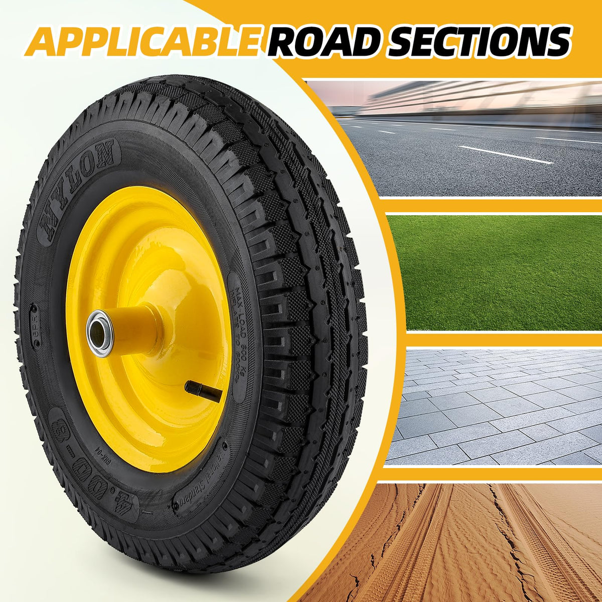 National Standard utility trailer tire wheel assembly on a cart.