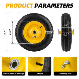 National Standard wheelbarrow-ready tire set for garden tasks.