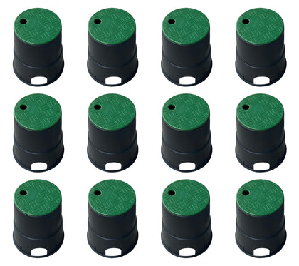 Natotela valve box 6in circular with lid guards irrigation components outdoors against elements.