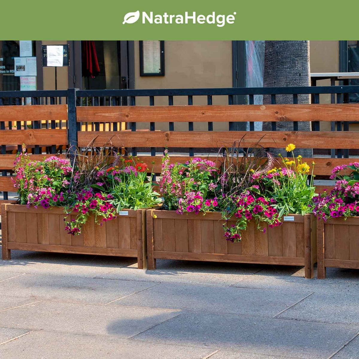 NatraHedge Hampton Classic planter box liner inside, supports all-season plantings with good drainage.