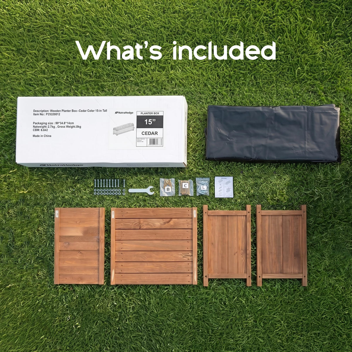 NatraHedge Hampton Classic planter box raised feet detail, enhances drainage and airflow.