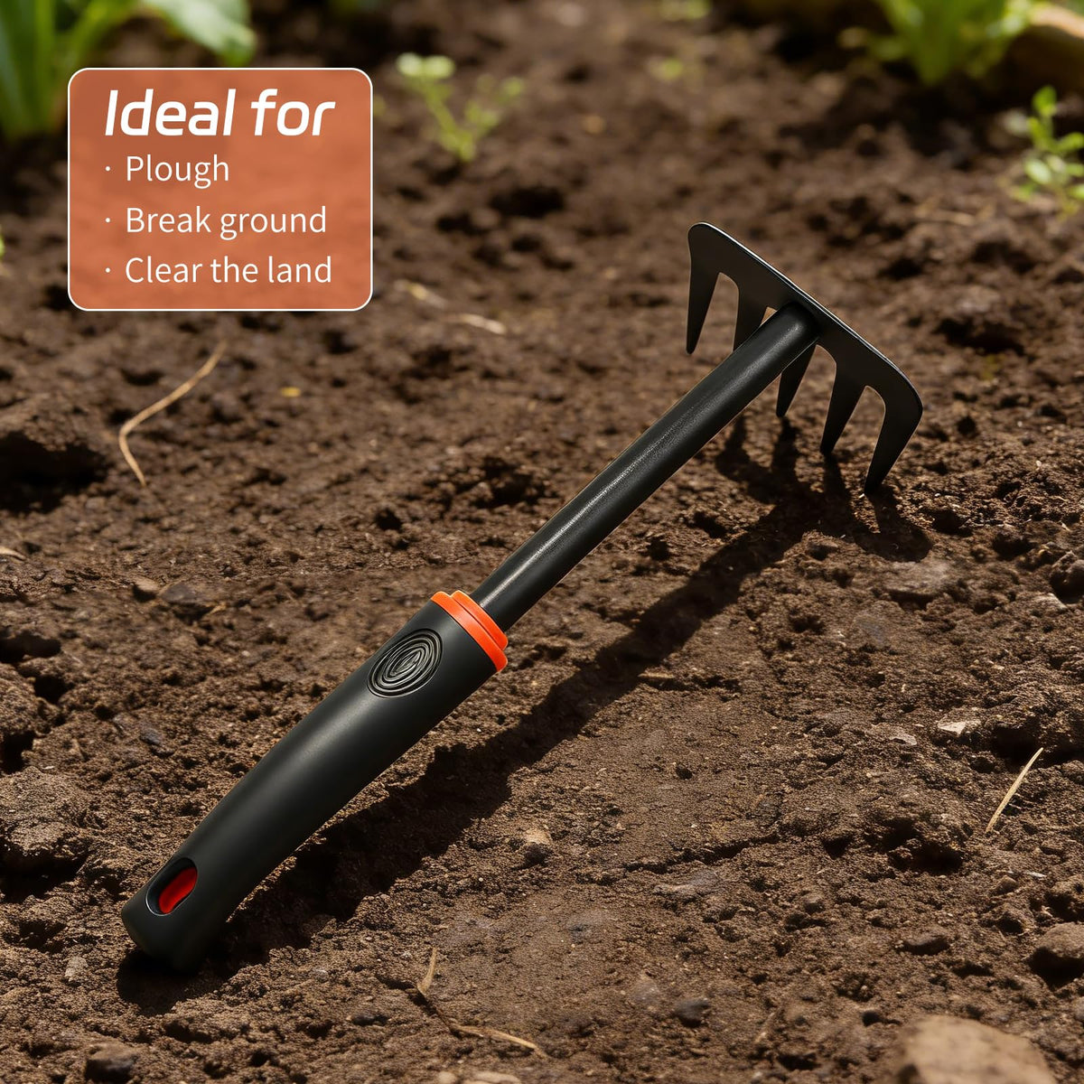 NATURACAVE ergonomic wooden-handle rake reduces wrist strain during gardening sessions