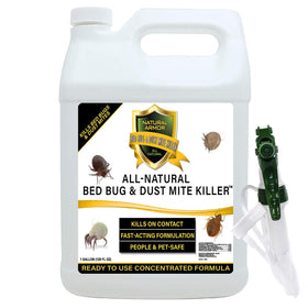 Natural Armor bed bug killer spray applied to a mattress for targeted control