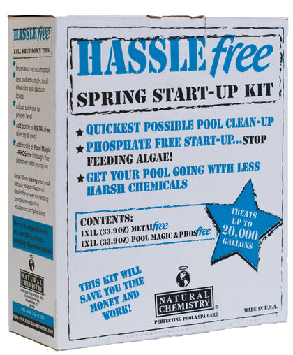 Natural Chemistry Open/Close Pool Kit visual showing easy spring opening and reduced maintenance.