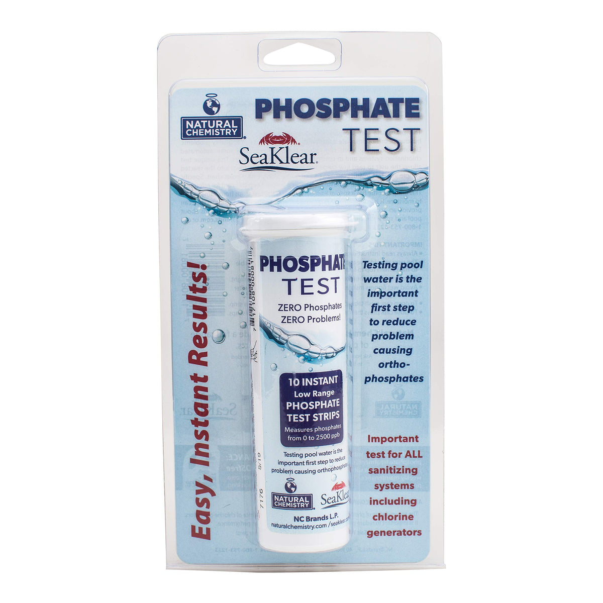 Natural Chemistry phosphate test kit strip for quick pool phosphate readings to help prevent algae.
