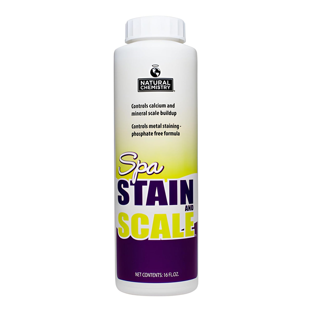 Natural Chemistry Spa Stain and Scale bottle pour protects against calcium buildup.