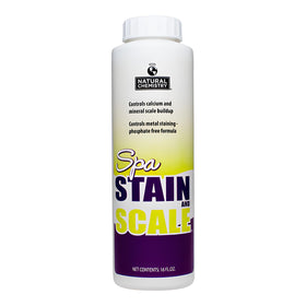 Natural Chemistry Spa Stain and Scale bottle pour protects against calcium buildup.