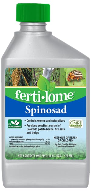 Natural Guard Fertilome Spinosad bottle label for bagworm control in home gardens