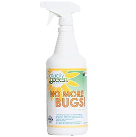 Naturally Green No More Bugs 32oz bottle applied to plants for pest deterrence.