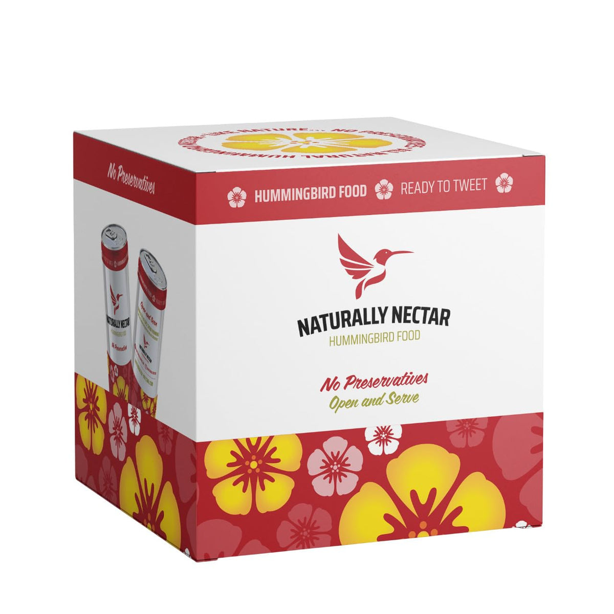 NATURALLY NECTAR ready-to-use nectar pour cap highlights mess-free, quick setup for feeders.