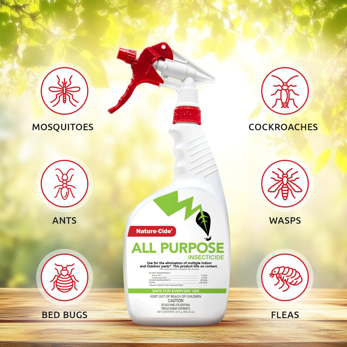 Nature-Cide All Purpose Insecticide label closeup highlights natural ingredients