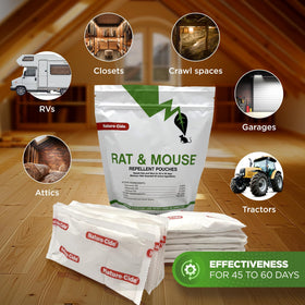 Nature-Cide rat and mouse pouches in a barn setup