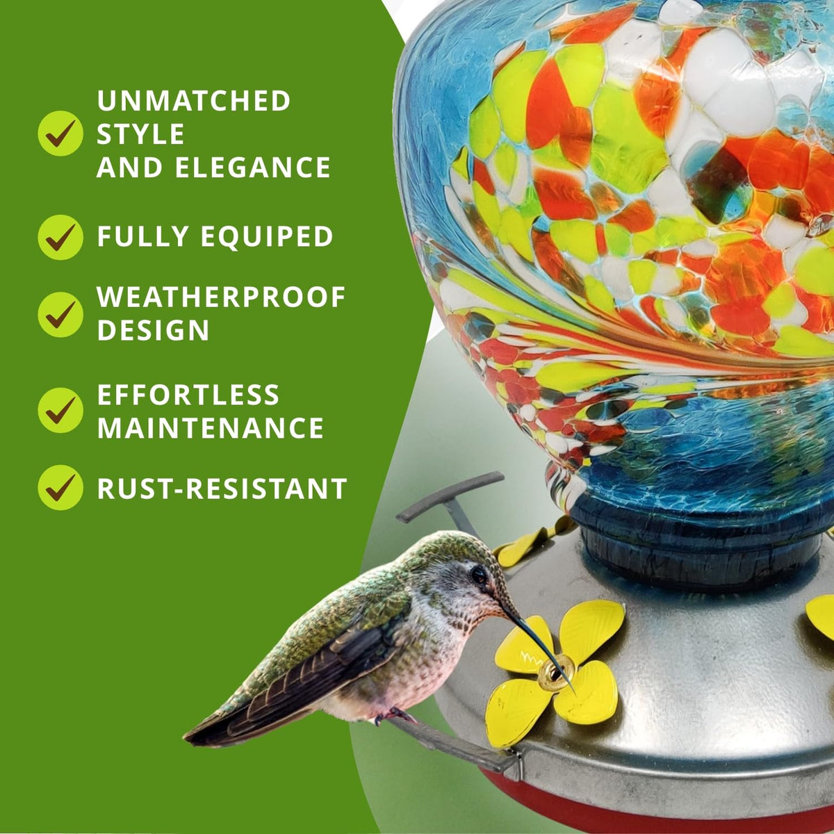 Nature Gear feeder features rust-resistant components for durable outdoor use.