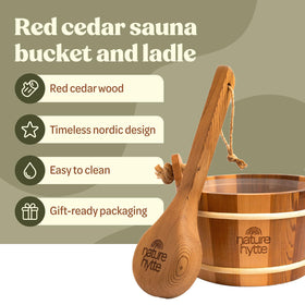 Nature Hytte sauna ladle with ergonomic handle for precise pouring.