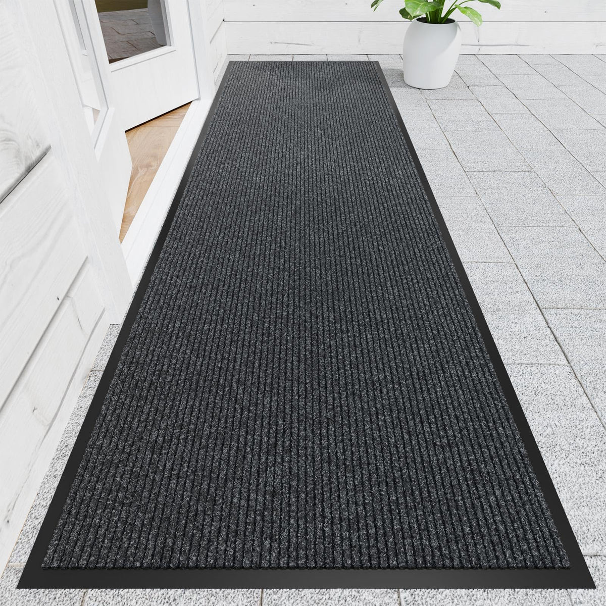 Naturei front door mat grey with dirt-capture grooves, keeps entryway clean.