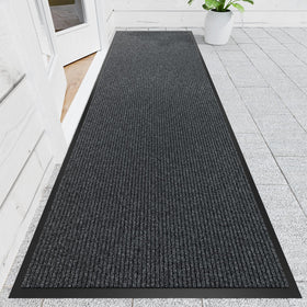 Naturei front door mat grey with dirt-capture grooves, keeps entryway clean.