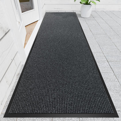 Naturei front door mat grey with dirt-capture grooves, keeps entryway clean.