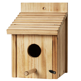 NATUREYLWL compact nesting box suitable for wrens and bluebirds