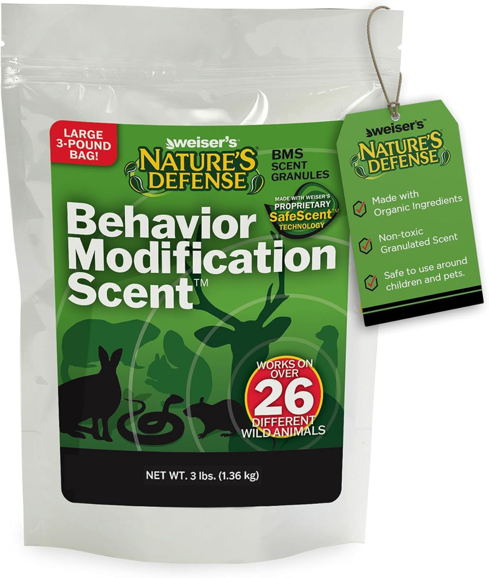 Nature's Defense granular animal repellent bag-44oz deters wildlife around gardens.