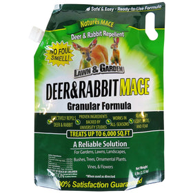 Nature's MACE Deer Repellent Granular bag protecting landscaping and plants
