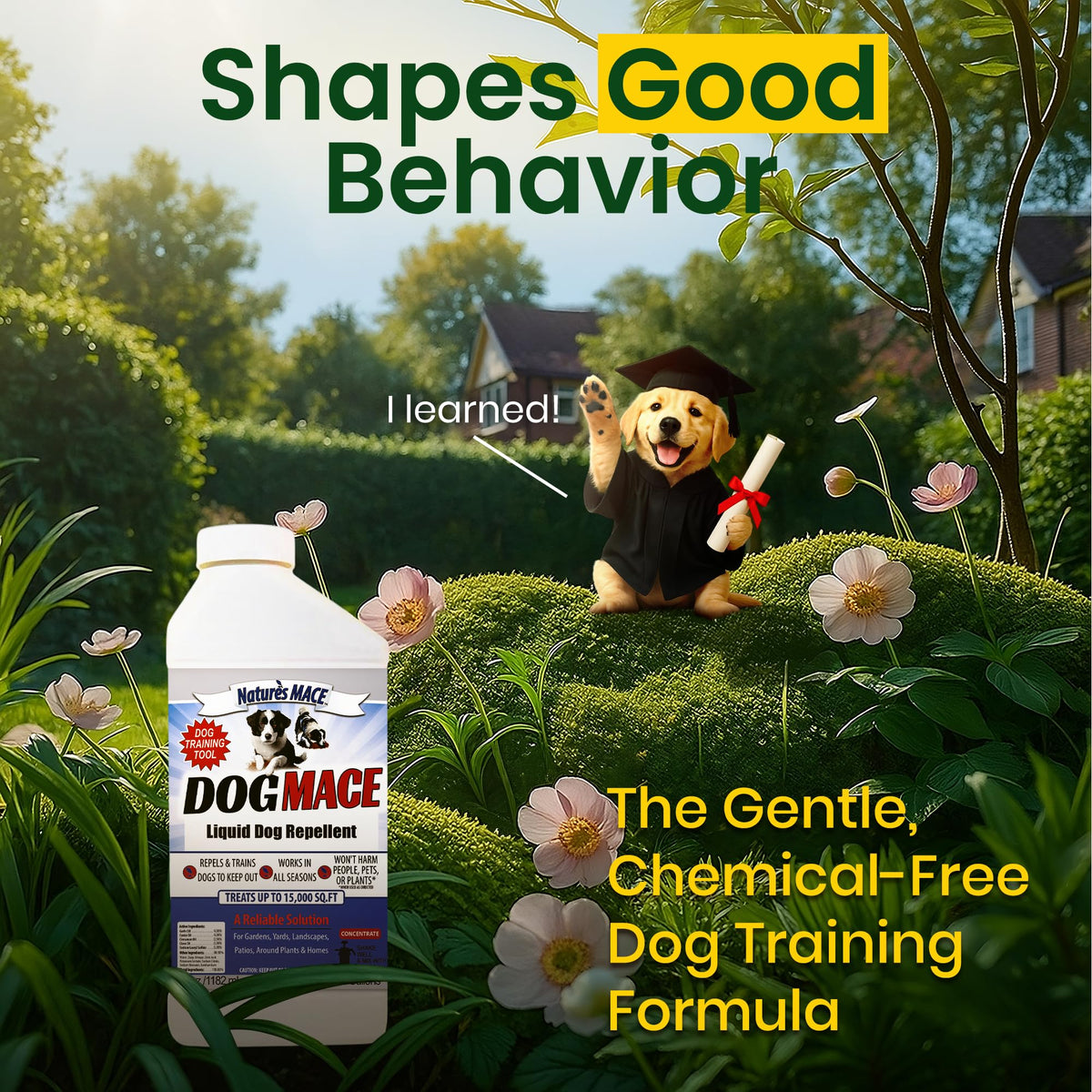 Nature's MACE Dog Mace spray application shows versatile indoor use on fabrics.