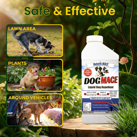 Nature's MACE Dog Mace yard coverage illustrates broad area protection.