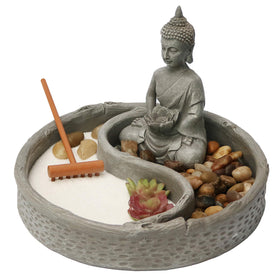 Nature's Mark mini Zen Garden base on a 6-inch round platform for desk calm
