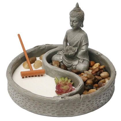 Nature's Mark mini Zen Garden base on a 6-inch round platform for desk calm