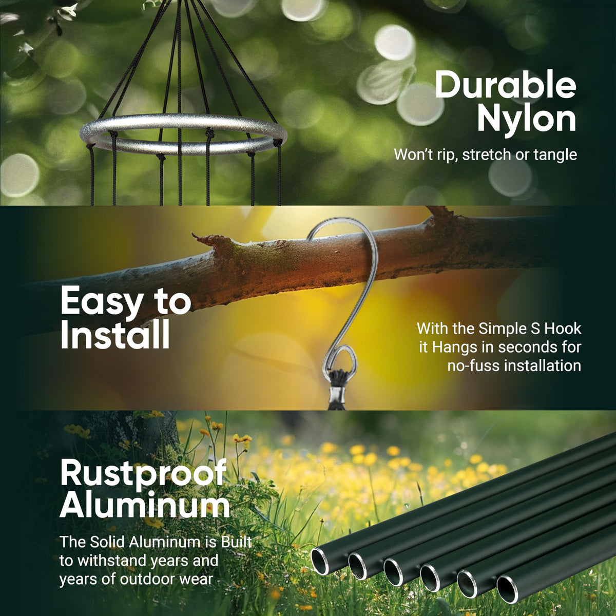 Nature's Melody Aureole Tunes weatherproof garden chimes for year-round sound