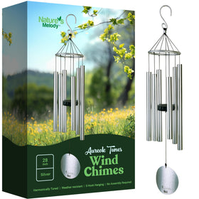 Nature's Melody Aureole Tunes wind chimes with six tubes and B pentatonic scale for serene outdoor ambience.