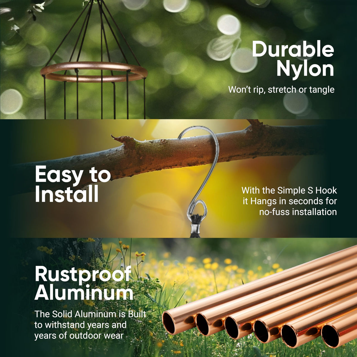 Nature's Melody Aureole Tunes wind chimes in action during a breeze