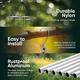 Nature's Melody Aureole Tunes wind chimes enhance garden decor and memorial spaces.