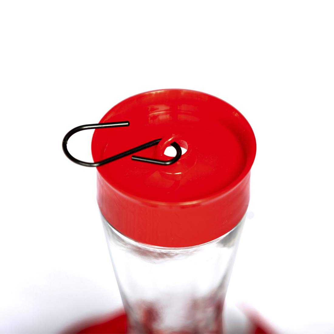 Nature's Rhythm hummingbird feeder 8oz glass bottle with clear ports.