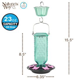 Nature’s Way Dewdrop Column pewter base stands up to outdoor use and is easy to clean.