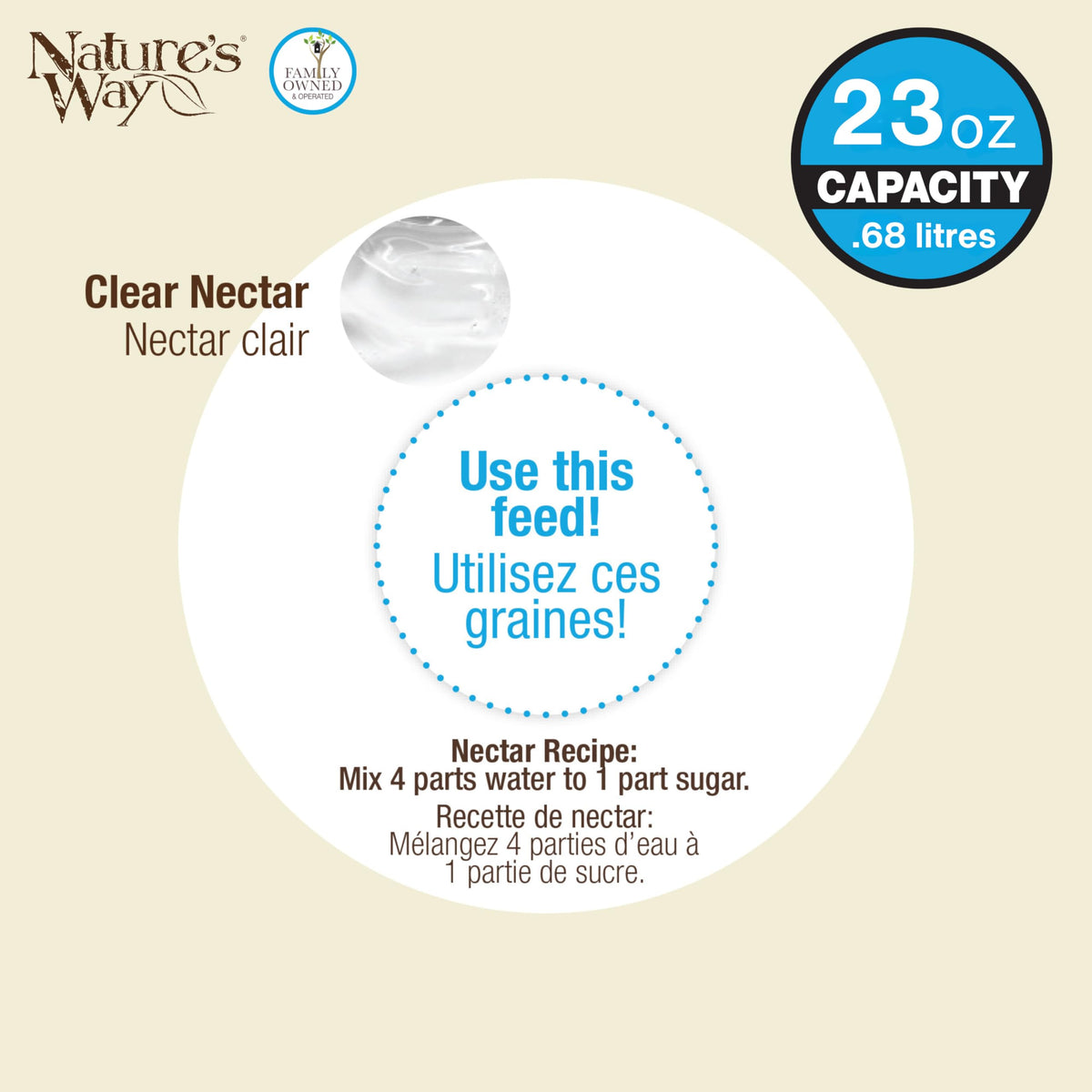 Nature’s Way Dewdrop Column wide-mouth refill design simplifies filling and cleaning.