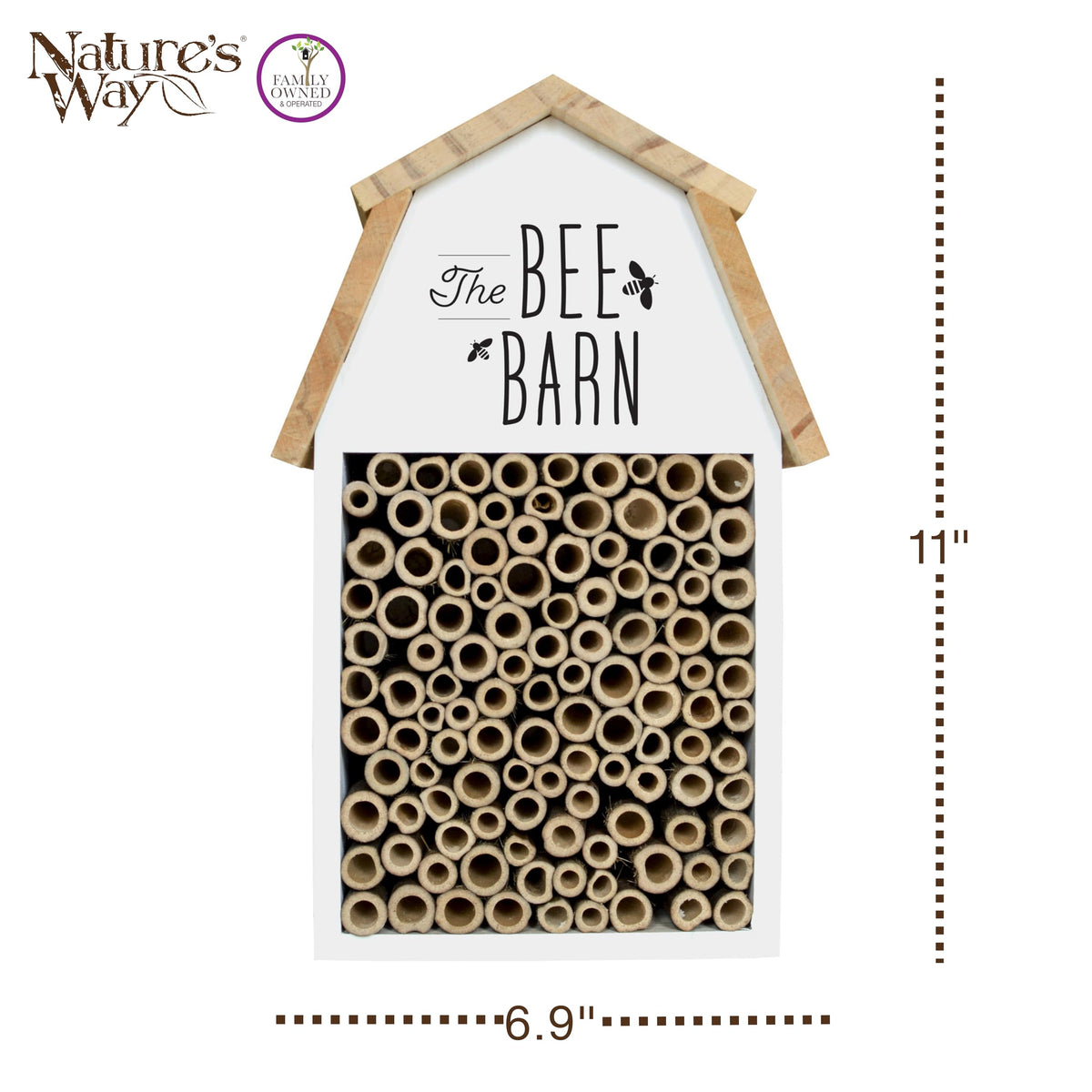 Nature's Way mason bee habitat with hollow tubes supports pollinators