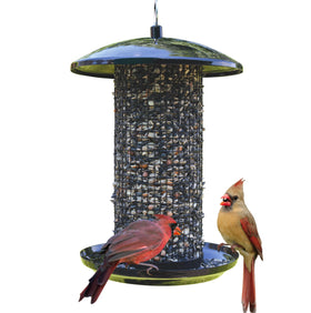 Nature's Way Midnight Metal Mesh Bird Feeder with sleek finish attracts birds