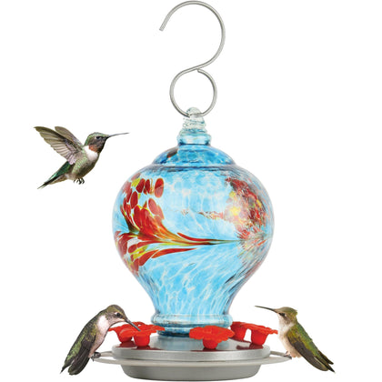 Nature's Way Sunny Day AGF3 hand blown glass feeder with vibrant colors for timeless backyard viewing