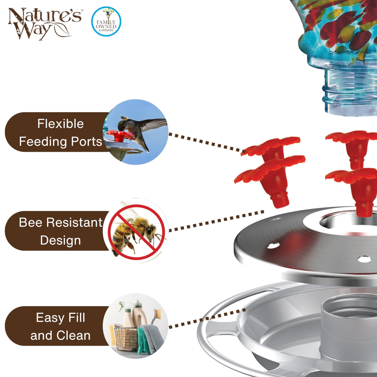 Nature's Way Sunny Day AGF3 leak-free gaskets ensure a clean, mess-free feeding experience