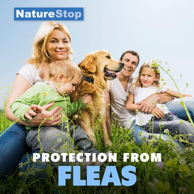 NatureStop flea repellent spray protects fabrics and clothing from fleas.