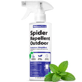 NatureStop Spider Repellent Spray bottle ready for outdoor use