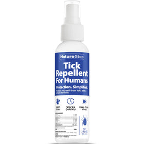 NatureStop Tick Repellent Spray bottle shown for outdoor protection against ticks