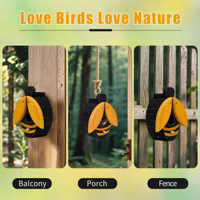 NATUREYLWL bee-shaped bird house doubles as charming garden decor.
