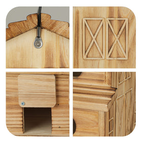 NATUREYLWL 6-hole hanging bird house with included hook for easy garden setup.