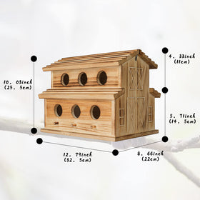 NATUREYLWL textured wood bird house, built to withstand weather and seasonal outdoor use.