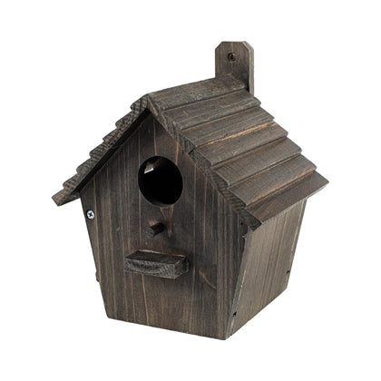 NATUREYLWL black outdoor bird house with pole for easy garden installation