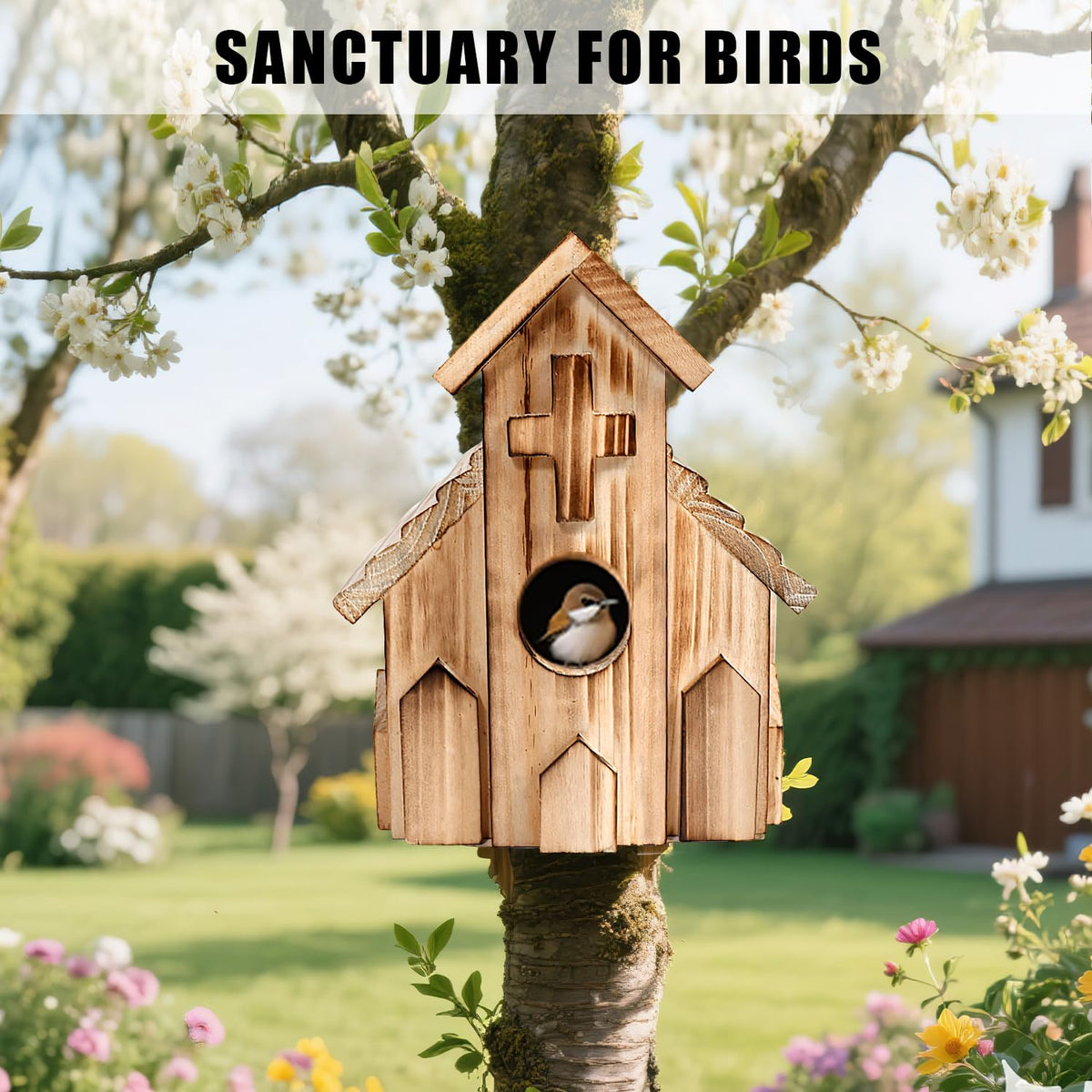 NATUREYLWL nesting box complements patios and trees while inviting songbirds