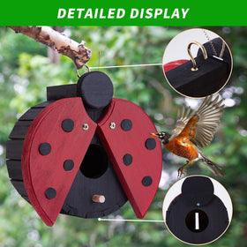 NATUREYLWL easy-install birdhouse with hanging hooks simplifies garden setup.