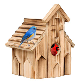 NATUREYLWL church-shaped birdhouse with cross design for garden decor and birds