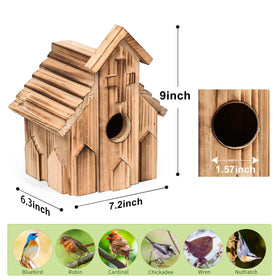 NATUREYLWL cross-design birdhouse offers safe entry for small birds outdoors